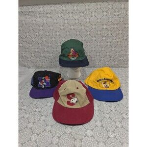 Vintage Cartoon‎ Character Promo Hats Lot Of 5 Peanuts Flintstones Basketball